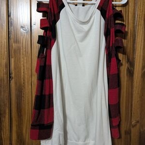 Red and Black Plaid Ruffle Sleeve Top